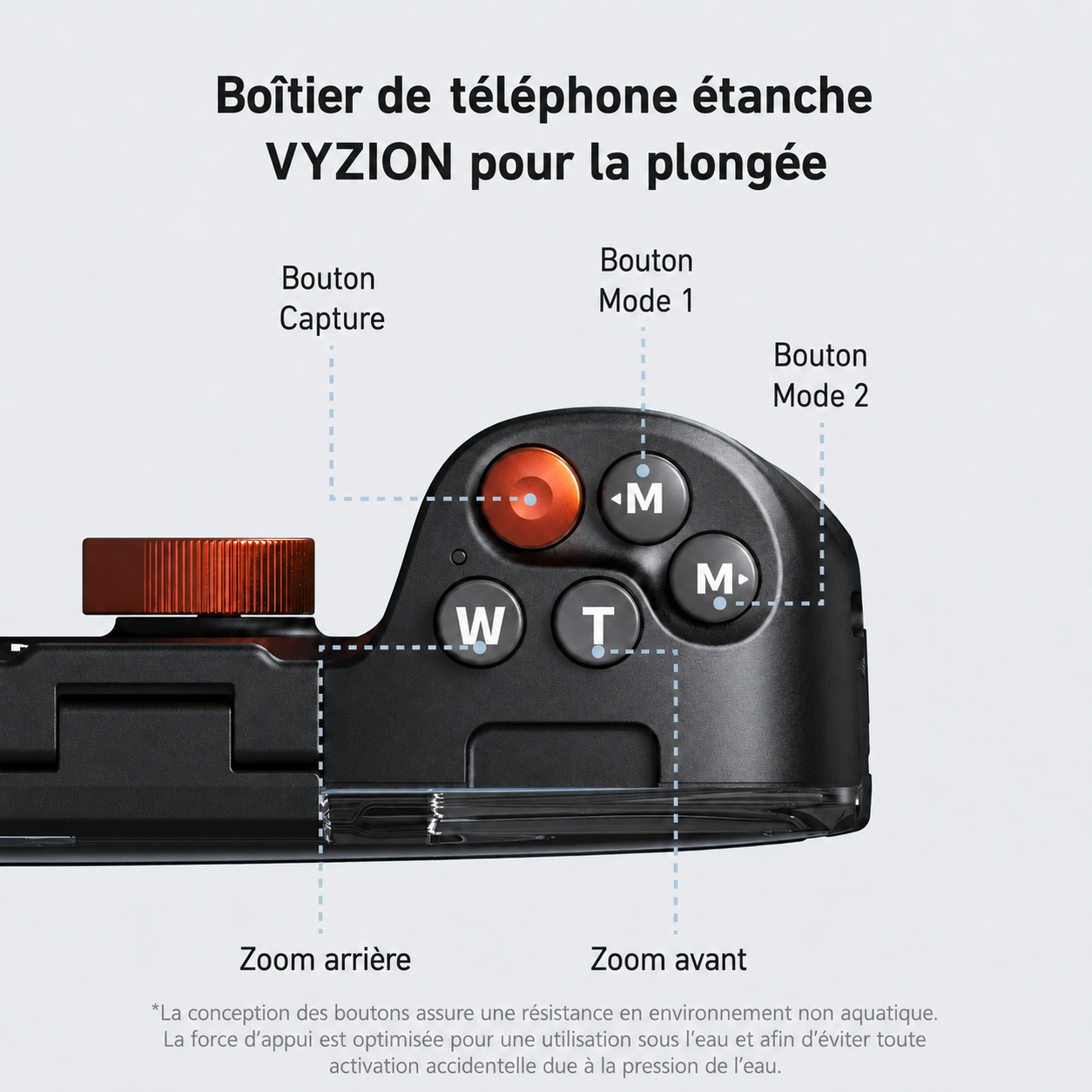 TELESIN – Boîtier étanche avec contrôle Bluetooth pour smartphone