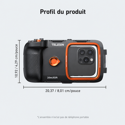 TELESIN – Boîtier étanche avec contrôle Bluetooth pour smartphone