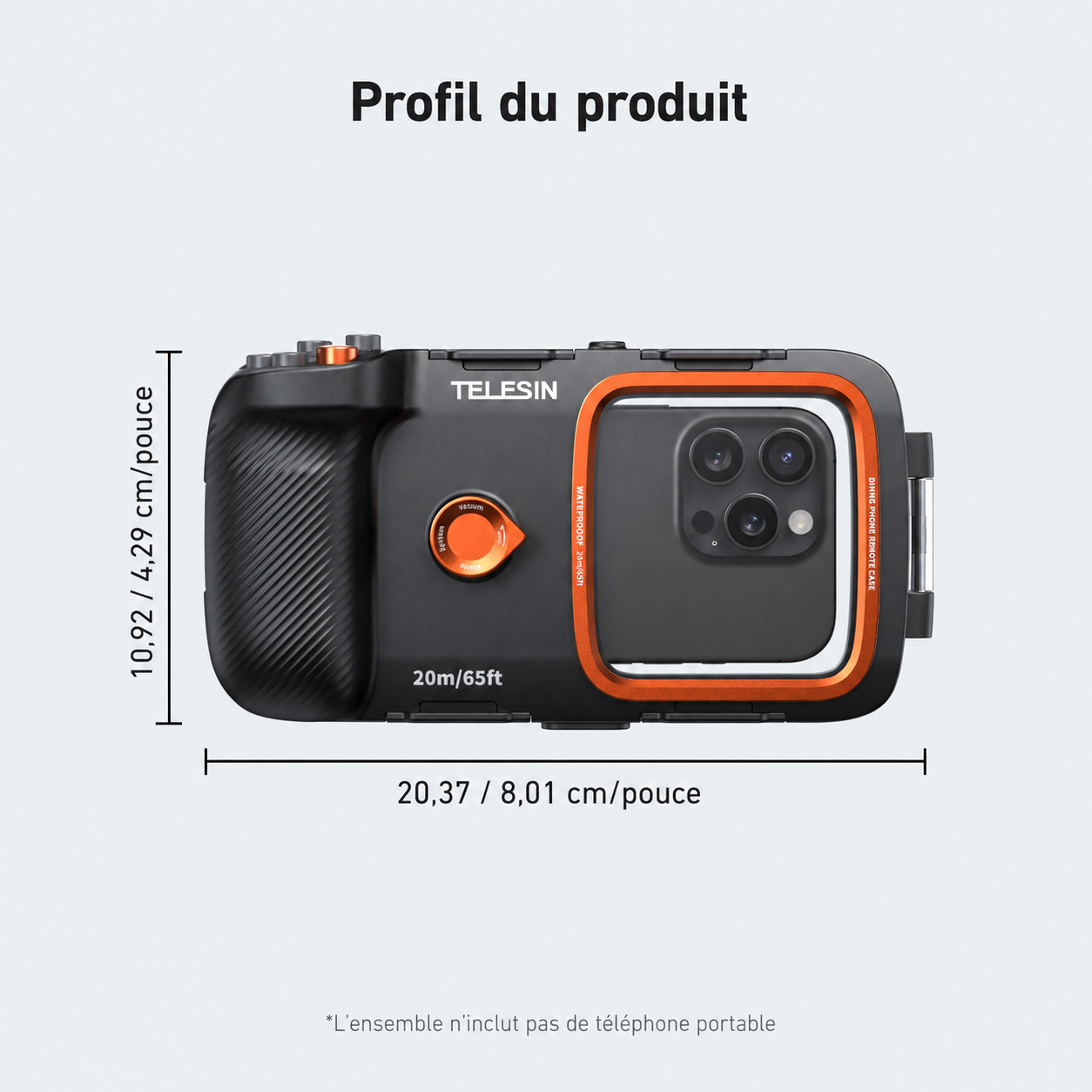 TELESIN – Boîtier étanche avec contrôle Bluetooth pour smartphone