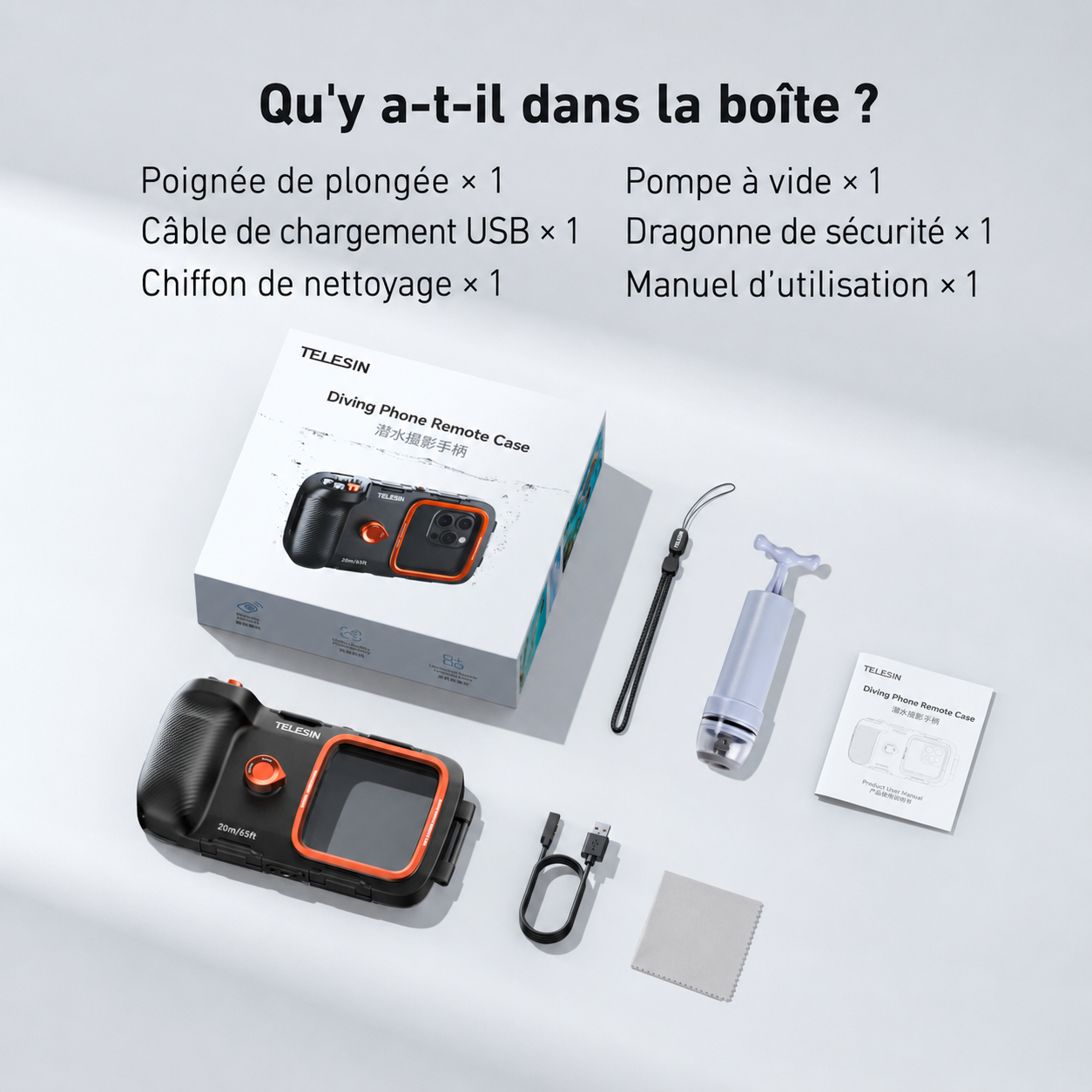 TELESIN – Boîtier étanche avec contrôle Bluetooth pour smartphone